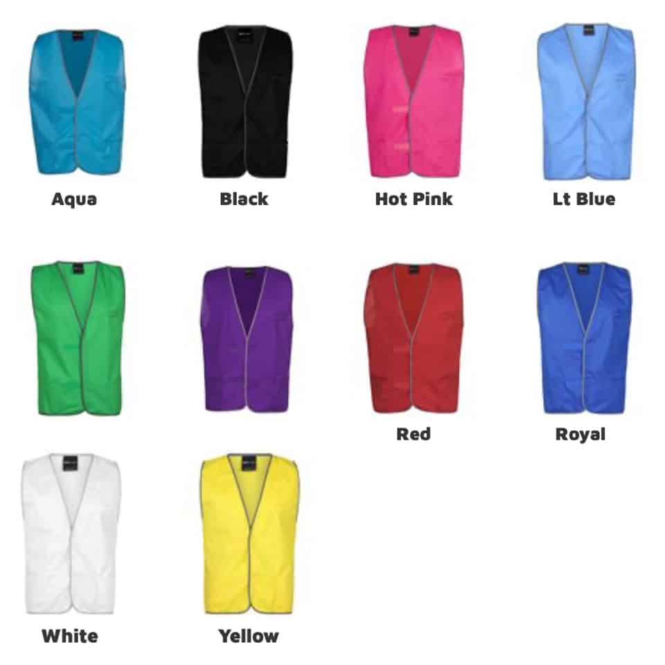 Coloured Safety Vests (JB-6HFV) - 10 colours available